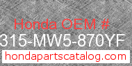 Honda 18315-MW5-870YF genuine part number image