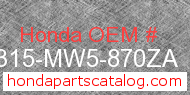 Honda 18315-MW5-870ZA genuine part number image