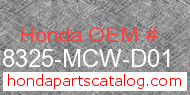 Honda 18325-MCW-D01 genuine part number image