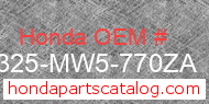 Honda 18325-MW5-770ZA genuine part number image