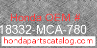 Honda 18332-MCA-780 genuine part number image