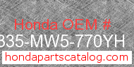 Honda 18335-MW5-770YH genuine part number image