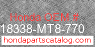 Honda 18338-MT8-770 genuine part number image