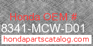 Honda 18341-MCW-D01 genuine part number image