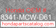 Honda 18341-MCW-D61 genuine part number image