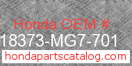 Honda 18373-MG7-701 genuine part number image