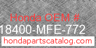 Honda 18400-MFE-772 genuine part number image