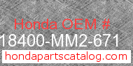 Honda 18400-MM2-671 genuine part number image