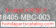 Honda 18405-MBC-003 genuine part number image