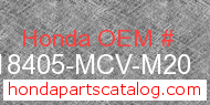 Honda 18405-MCV-M20 genuine part number image