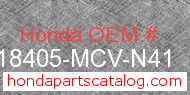 Honda 18405-MCV-N41 genuine part number image