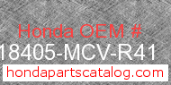 Honda 18405-MCV-R41 genuine part number image