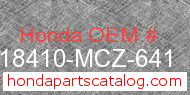 Honda 18410-MCZ-641 genuine part number image