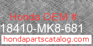 Honda 18410-MK8-681 genuine part number image