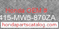 Honda 18415-MW5-870ZA genuine part number image