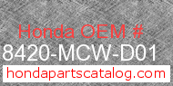 Honda 18420-MCW-D01 genuine part number image