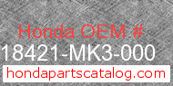 Honda 18421-MK3-000 genuine part number image