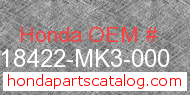 Honda 18422-MK3-000 genuine part number image