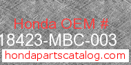 Honda 18423-MBC-003 genuine part number image