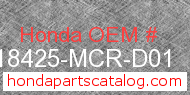 Honda 18425-MCR-D01 genuine part number image