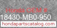 Honda 18430-MB0-950 genuine part number image