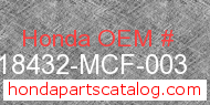 Honda 18432-MCF-003 genuine part number image