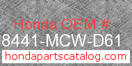 Honda 18441-MCW-D61 genuine part number image