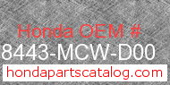 Honda 18443-MCW-D00 genuine part number image