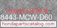Honda 18443-MCW-D60 genuine part number image