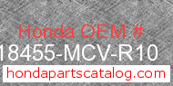 Honda 18455-MCV-R10 genuine part number image