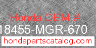 Honda 18455-MGR-670 genuine part number image