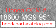 Honda 18600-MG9-951 genuine part number image
