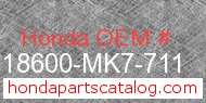 Honda 18600-MK7-711 genuine part number image