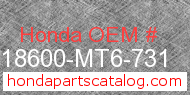 Honda 18600-MT6-731 genuine part number image