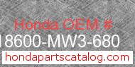 Honda 18600-MW3-680 genuine part number image