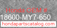 Honda 18600-MY7-650 genuine part number image