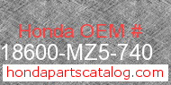 Honda 18600-MZ5-740 genuine part number image