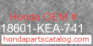 Honda 18601-KEA-741 genuine part number image