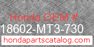 Honda 18602-MT3-730 genuine part number image