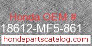 Honda 18612-MF5-861 genuine part number image