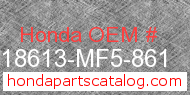 Honda 18613-MF5-861 genuine part number image