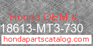 Honda 18613-MT3-730 genuine part number image