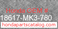 Honda 18617-MK3-780 genuine part number image