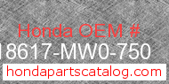 Honda 18617-MW0-750 genuine part number image
