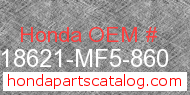 Honda 18621-MF5-860 genuine part number image