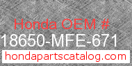 Honda 18650-MFE-671 genuine part number image