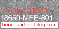 Honda 18650-MFE-801 genuine part number image