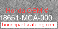 Honda 18651-MCA-000 genuine part number image