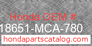 Honda 18651-MCA-780 genuine part number image