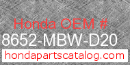 Honda 18652-MBW-D20 genuine part number image